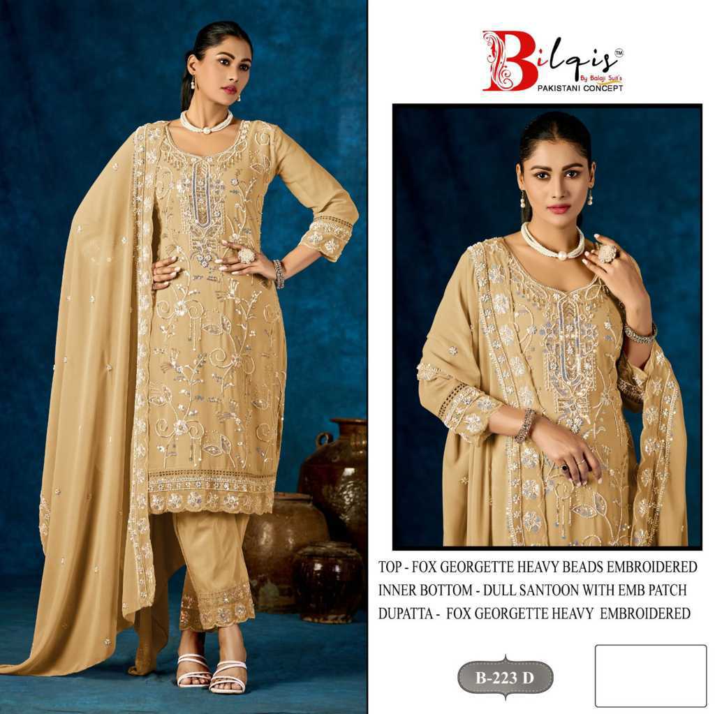Bilqis B 223 A-D Georgette Salwar Suit Catalog 4 Pcs (7) Bilqis B 223 A-D Georgette Salwar Suit Catalog 4 Pcs - Image 8