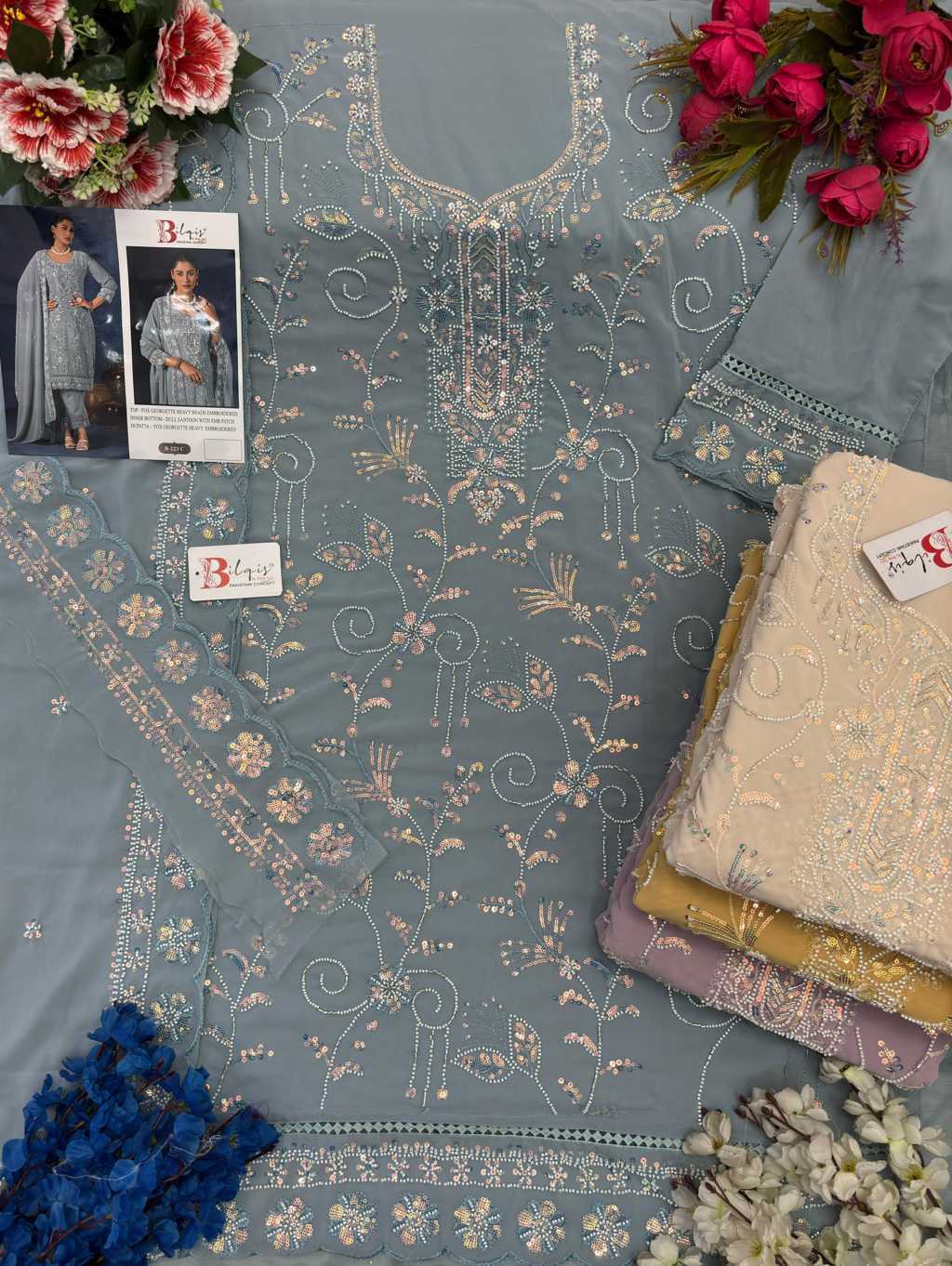 Bilqis B 223 A-D Georgette Salwar Suit Catalog 4 Pcs (9) Bilqis B 223 A-D Georgette Salwar Suit Catalog 4 Pcs - Image 10