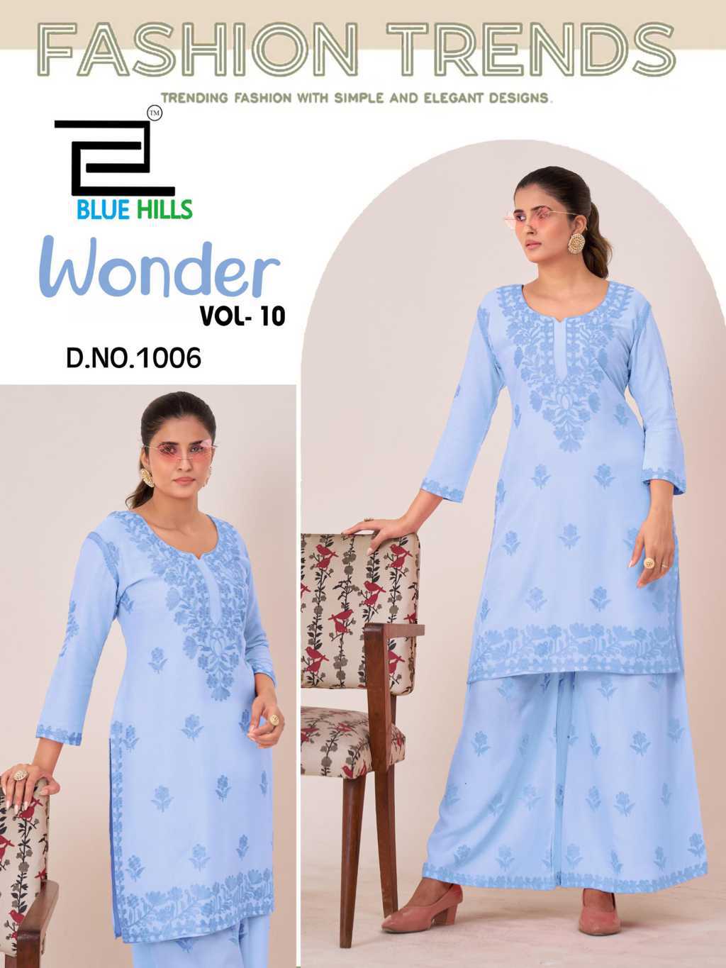 Blue Hills Wonder Vol 10 Kurti with Palazzo Rayon Catalog 6 Pcs (1) Blue Hills Wonder Vol 10 Kurti with Palazzo Rayon Catalog 6 Pcs - Image 2