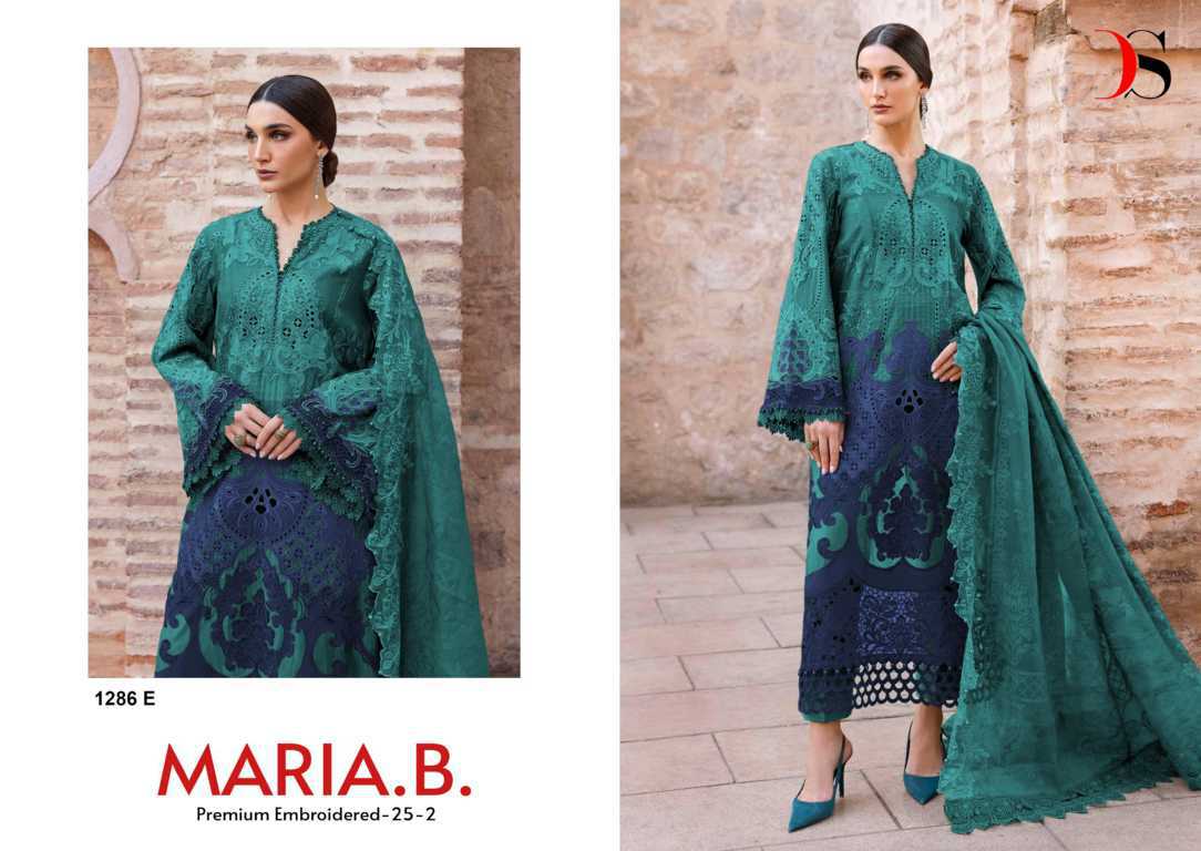 Deepsy Maria B Premium Embroidered 25 Vol 2 DN 1286 Chiffon Cotton Salwar Suit Catalog 3 Pcs (2) Deepsy Maria B Premium Embroidered 25 Vol 2 DN 1286 Chiffon Cotton Salwar Suit Catalog 3 Pcs - Image 3
