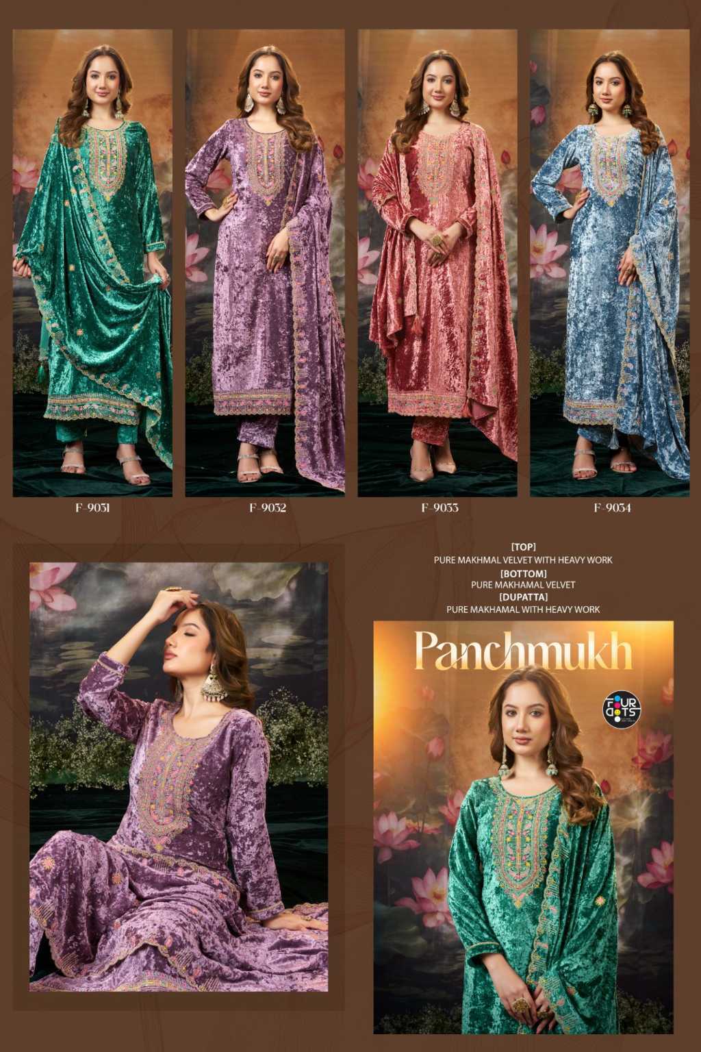 Four Dots Panchmukh by Kessi Velvet Salwar Suit Catalog 4 Pcs (5) Four Dots Panchmukh by Kessi Velvet Salwar Suit Catalog 4 Pcs - Image 6