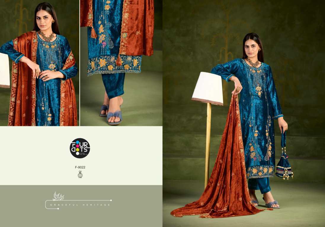 Four Dots Roman Vol 2 by Kessi Velvet Salwar Suit Catalog 4 Pcs (2) Four Dots Roman Vol 2 by Kessi Velvet Salwar Suit Catalog 4 Pcs - Image 3