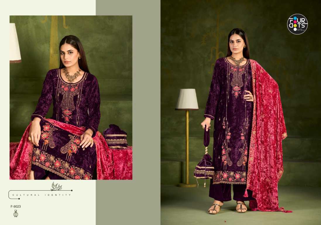 Four Dots Roman Vol 2 by Kessi Velvet Salwar Suit Catalog 4 Pcs (3) Four Dots Roman Vol 2 by Kessi Velvet Salwar Suit Catalog 4 Pcs - Image 4