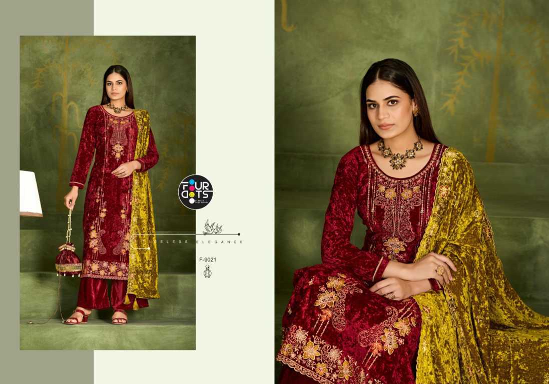 Four Dots Roman Vol 2 by Kessi Velvet Salwar Suit Catalog 4 Pcs (4) Four Dots Roman Vol 2 by Kessi Velvet Salwar Suit Catalog 4 Pcs - Image 5