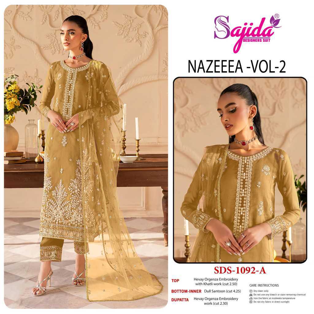 Sajida Nazeeea Vol 2 Organza Salwar Suit Catalog 4 Pcs (1) Sajida Nazeeea Vol 2 Organza Salwar Suit Catalog 4 Pcs - Image 2