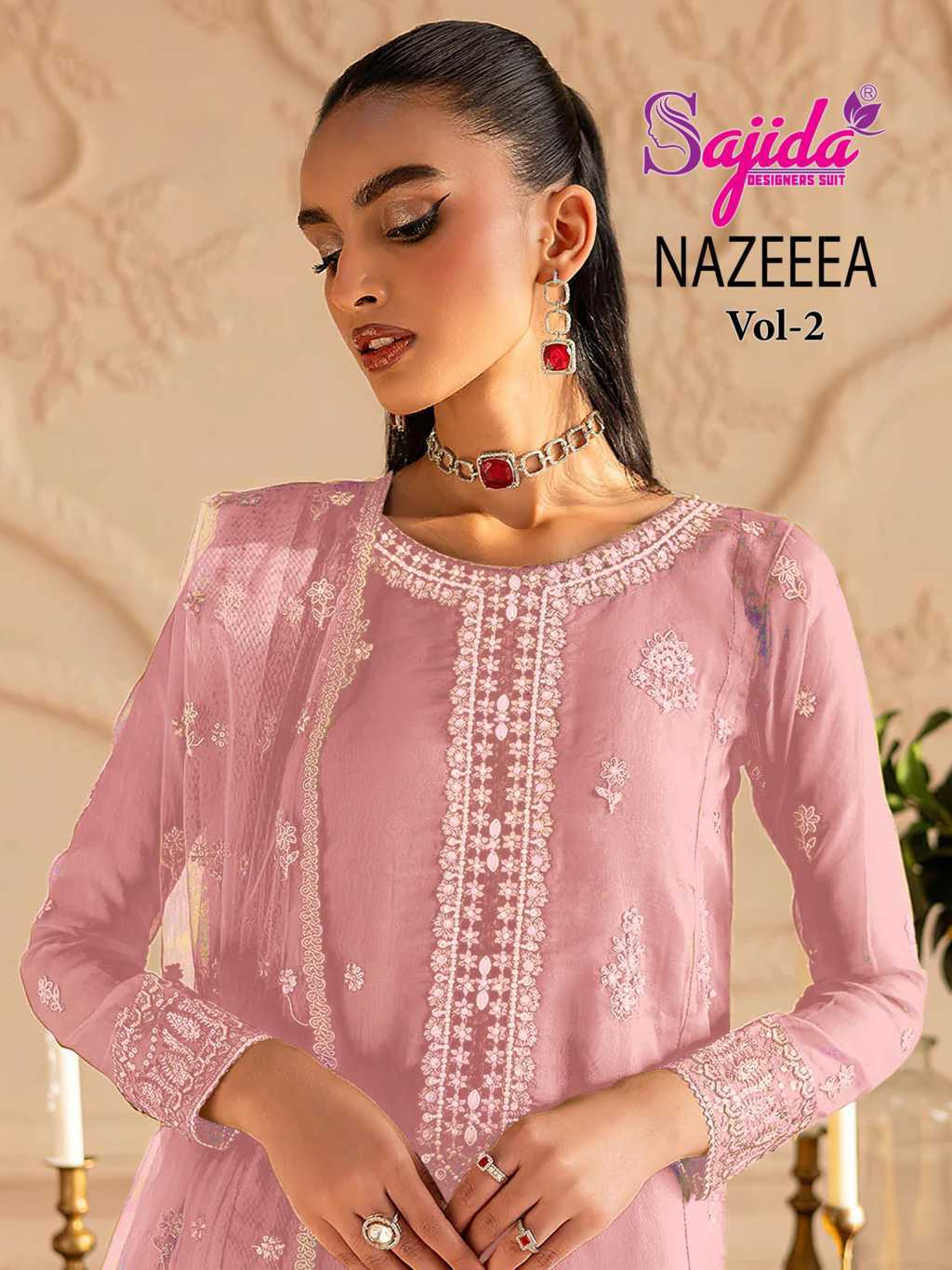 Sajida Nazeeea Vol 2 Organza Salwar Suit Catalog 4 Pcs (5) Sajida Nazeeea Vol 2 Organza Salwar Suit Catalog 4 Pcs - Image 6