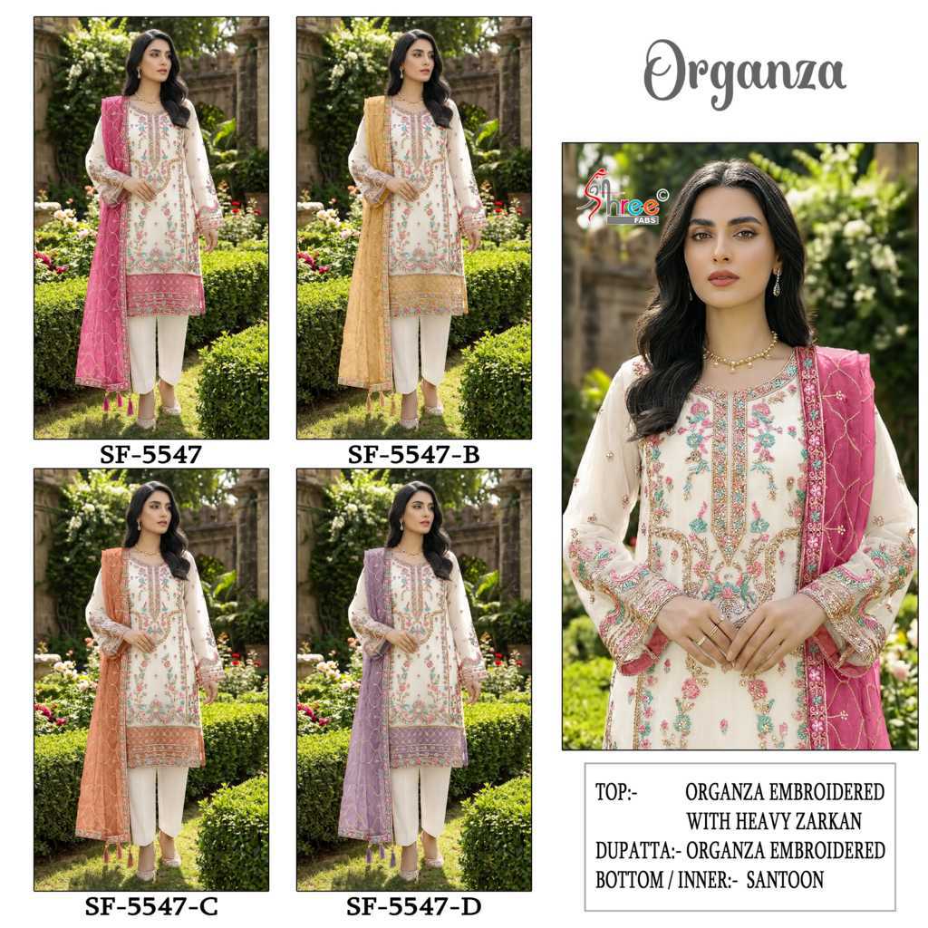 Shree Fabs SF 5547 A-D Organza Salwar Suit Catalog 4 Pcs (5) Shree Fabs SF 5547 A-D Organza Salwar Suit Catalog 4 Pcs - Image 6