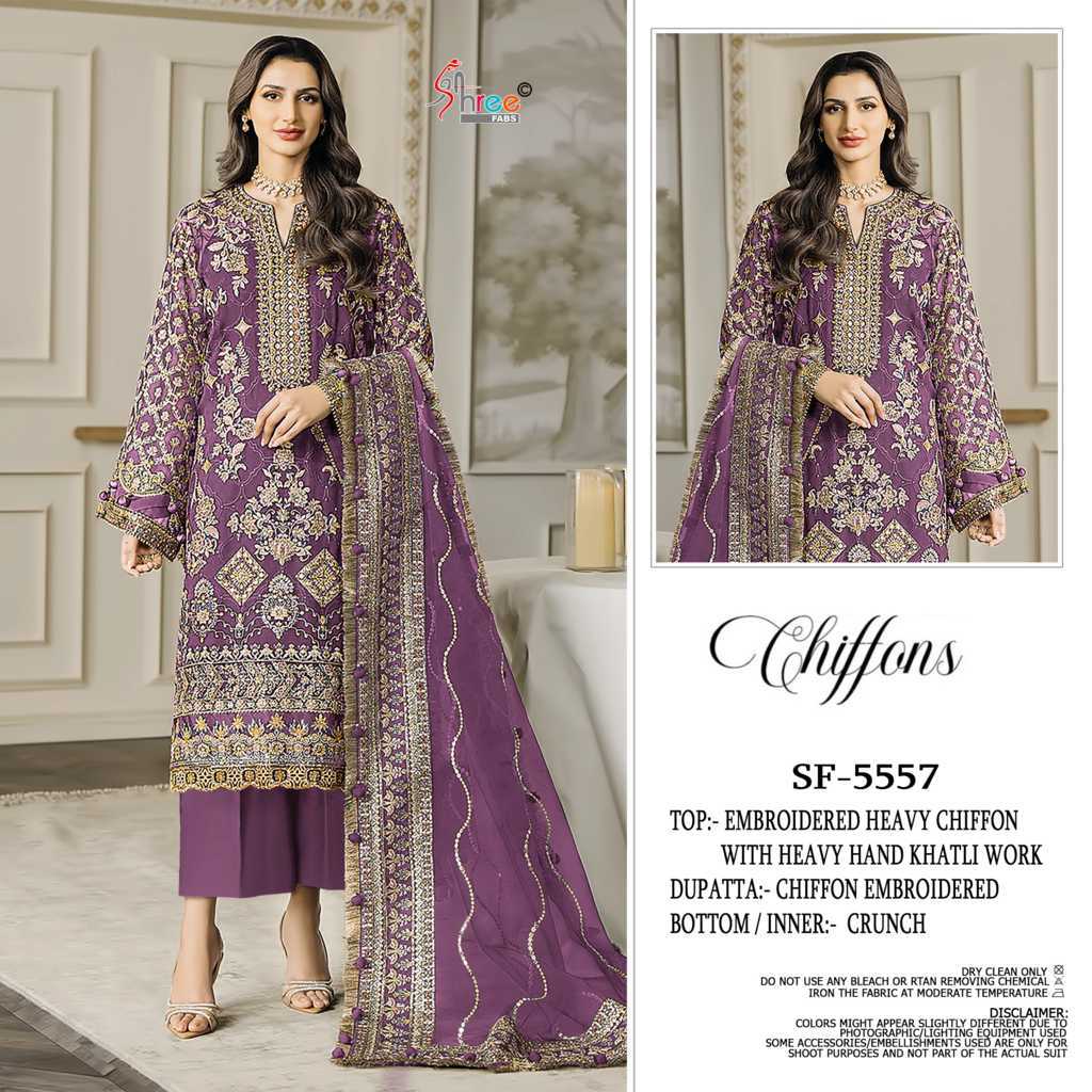 Shree Fabs SF 5557 A-D Chiffon Salwar Suit Catalog 4 Pcs (1) Shree Fabs SF 5557 A-D Chiffon Salwar Suit Catalog 4 Pcs - Image 2