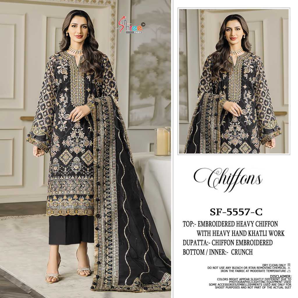 Shree Fabs SF 5557 A-D Chiffon Salwar Suit Catalog 4 Pcs (4) Shree Fabs SF 5557 A-D Chiffon Salwar Suit Catalog 4 Pcs - Image 5