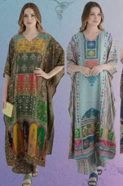 Jisha Kaftan CO ORD Set with Value Addition Vol 3 Silk Wholesale Catalog 6 Pcs