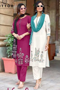 Mittoo Kalamay Kurti with Dupatta Bottom Rayon Catalog 6 Pcs
