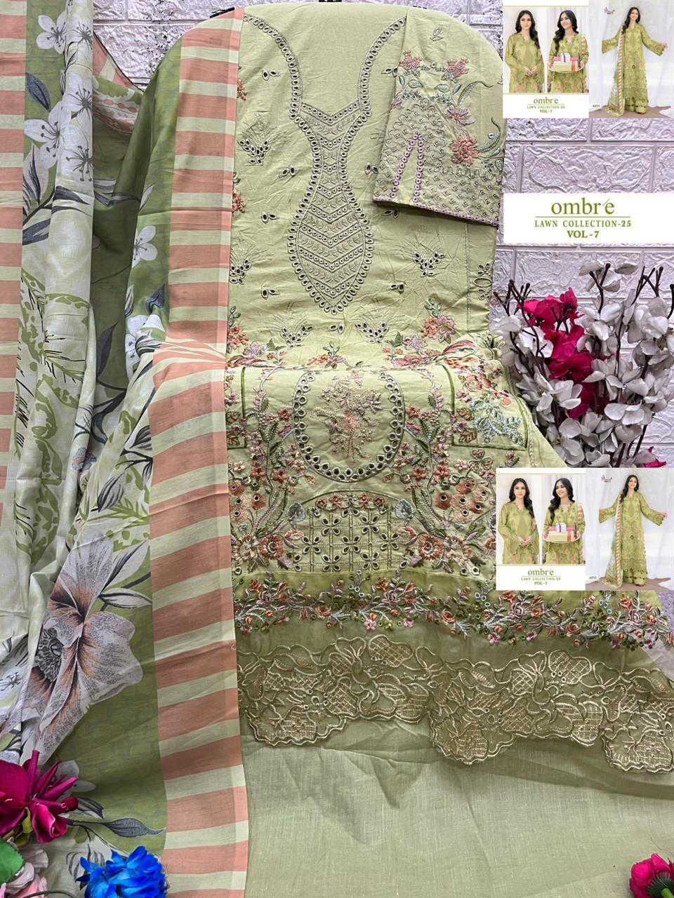 Shree Fabs Ombre Lawn Collection 25 Vol 7 Chiffon Cotton Salwar Suit Catalog 6 Pcs (10) Shree Fabs Ombre Lawn Collection 25 Vol 7 Chiffon Cotton Salwar Suit Catalog 6 Pcs - Image 11