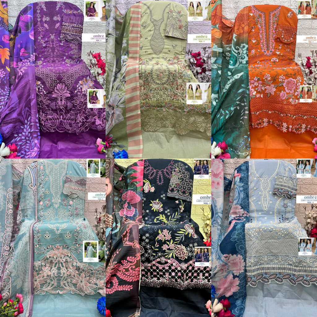 Shree Fabs Ombre Lawn Collection 25 Vol 7 Chiffon Cotton Salwar Suit Catalog 6 Pcs (16) Shree Fabs Ombre Lawn Collection 25 Vol 7 Chiffon Cotton Salwar Suit Catalog 6 Pcs - Image 17