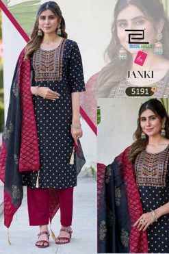 Blue Hills Janki Kurti with Dupatta Bottom Rayon Catalog 6 Pcs