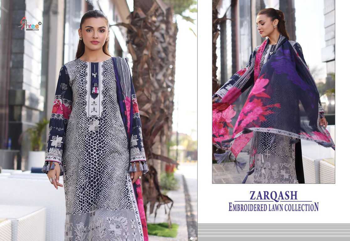 Shree Fabs Zarqash Embroidered Lawn Collection Chiffon Cotton Salwar Suit Catalog 6 Pcs (2) Shree Fabs Zarqash Embroidered Lawn Collection Chiffon Cotton Salwar Suit Catalog 6 Pcs - Image 3