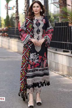 Shree Fabs Zarqash Embroidered Lawn Collection Chiffon Cotton Salwar Suit Catalog 6 Pcs