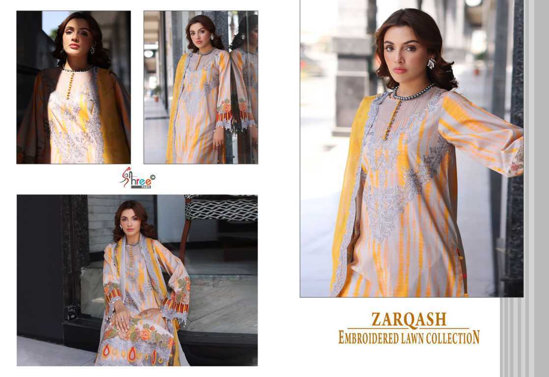 Shree Fabs Zarqash Embroidered Lawn Collection Chiffon Cotton Salwar Suit Catalog 6 Pcs (5) Shree Fabs Zarqash Embroidered Lawn Collection Chiffon Cotton Salwar Suit Catalog 6 Pcs - Image 6