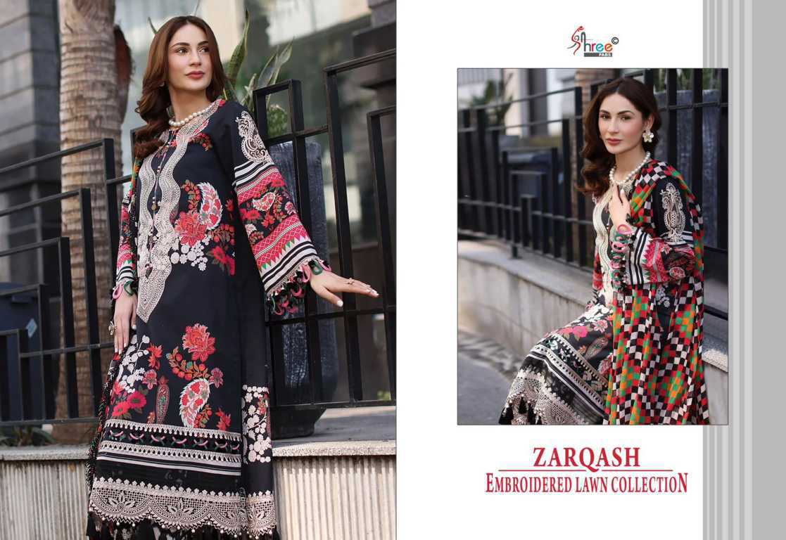 Shree Fabs Zarqash Embroidered Lawn Collection Chiffon Cotton Salwar Suit Catalog 6 Pcs (7) Shree Fabs Zarqash Embroidered Lawn Collection Chiffon Cotton Salwar Suit Catalog 6 Pcs - Image 8