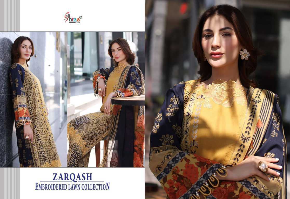Shree Fabs Zarqash Embroidered Lawn Collection Chiffon Cotton Salwar Suit Catalog 6 Pcs (9) Shree Fabs Zarqash Embroidered Lawn Collection Chiffon Cotton Salwar Suit Catalog 6 Pcs - Image 10