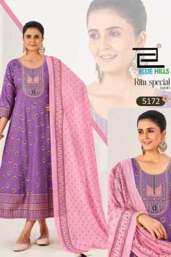 Blue Hills Ritu Special Vol 10 Gown with Dupatta Rayon Catalog 6 Pcs