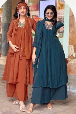 Mittoo Street Wear Kurti with Dupatta Bottom Chanderi Catalog 6 Pcs