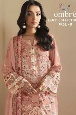 Shree Fabs Ombre Lawn Collection 26 Vol 8 Chiffon Cotton Salwar Suit Catalog 8 Pcs