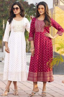 Blue Hills Lopez Rayon Kurti Catalog 6 Pcs