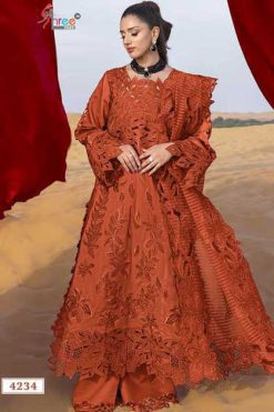 Shree Fabs Rang Rasiya Premium Lawn Collection Vol 4 Chiffon Cotton Salwar Suit Catalog 6 Pcs