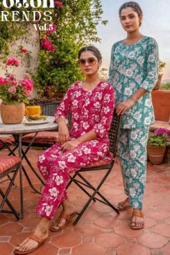 Tips and Tops Cotton Trends Vol 5 CO ORD Wholesale Catalog 6 Pcs