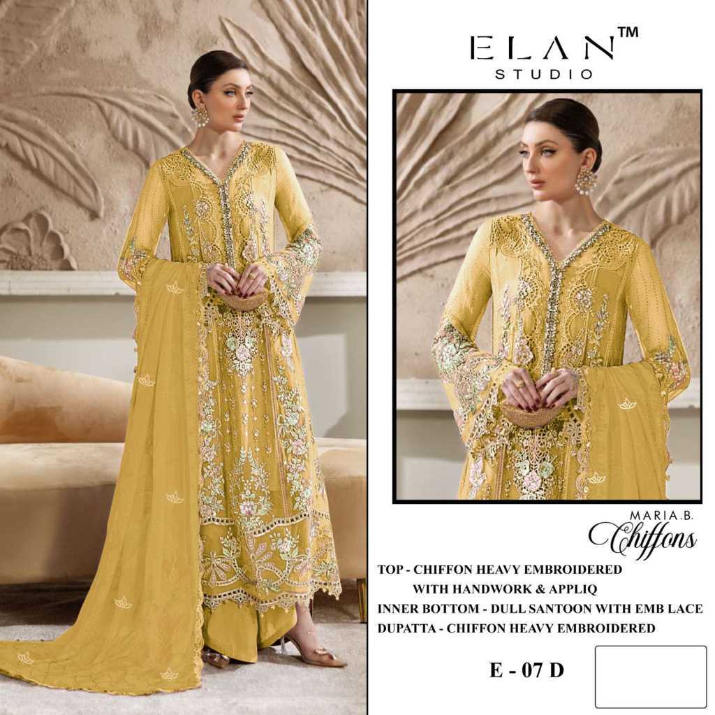 Elan Studio E 7 A-D Chiffon Salwar Suit Catalog 4 Pcs (2) Elan Studio E 7 A-D Chiffon Salwar Suit Catalog 4 Pcs - Image 3