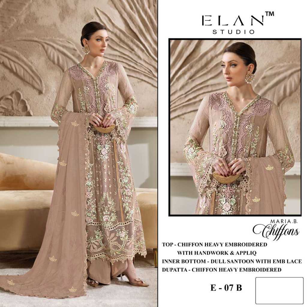 Elan Studio E 7 A-D Chiffon Salwar Suit Catalog 4 Pcs (4) Elan Studio E 7 A-D Chiffon Salwar Suit Catalog 4 Pcs - Image 5
