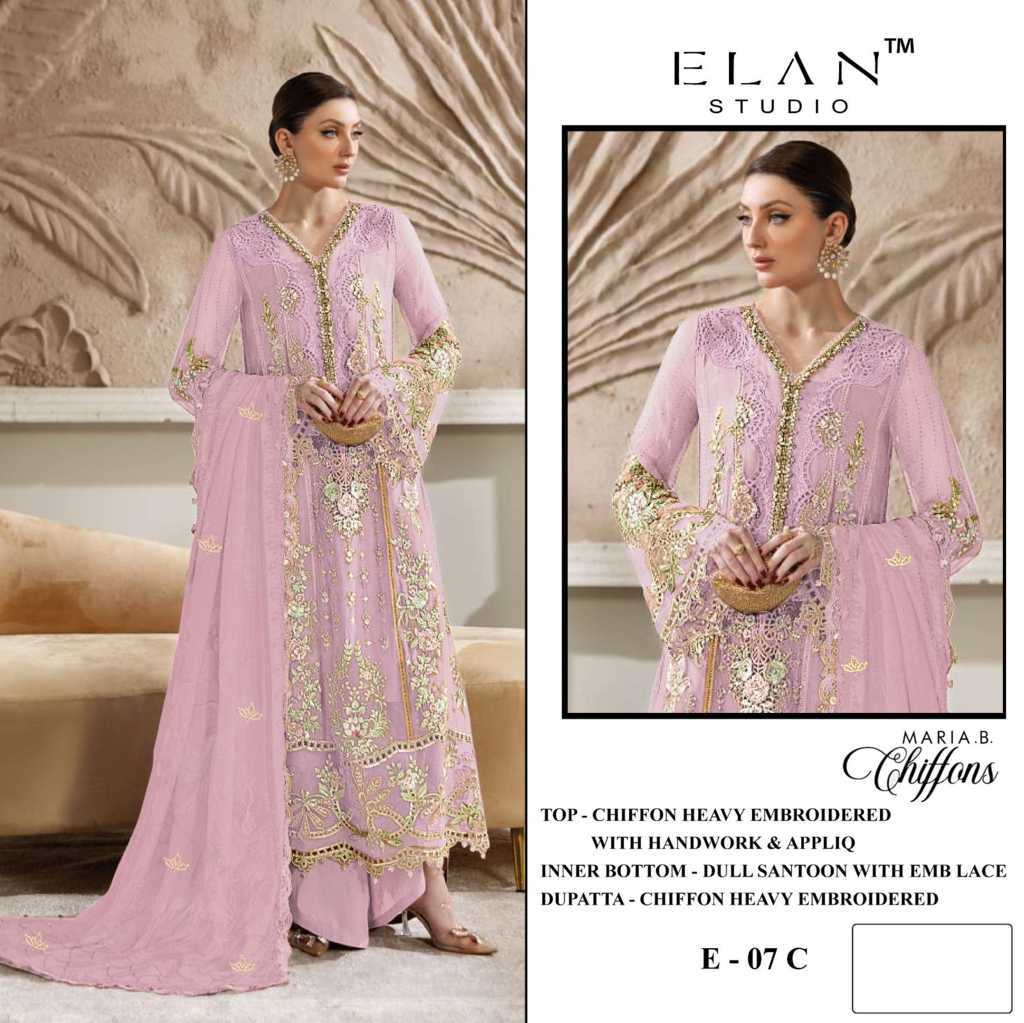Elan Studio E 7 A-D Chiffon Salwar Suit Catalog 4 Pcs (6) Elan Studio E 7 A-D Chiffon Salwar Suit Catalog 4 Pcs - Image 7