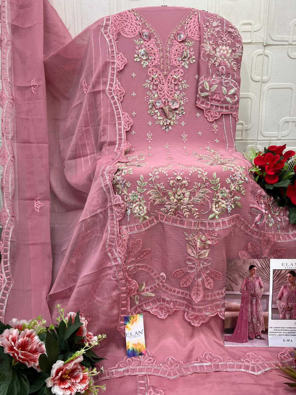 Elan Studio E 7 A-D Chiffon Salwar Suit Catalog 4 Pcs (7) Elan Studio E 7 A-D Chiffon Salwar Suit Catalog 4 Pcs - Image 8