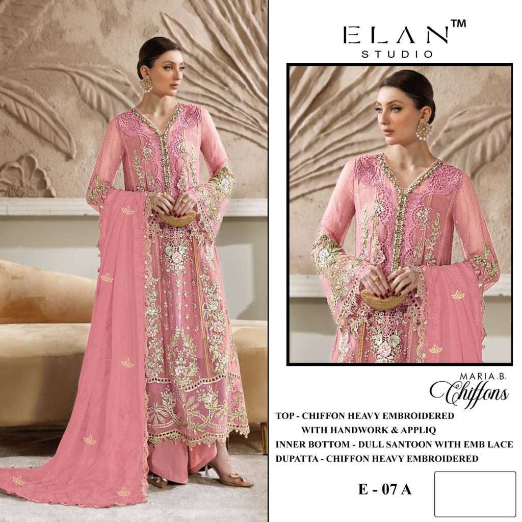Elan Studio E 7 A-D Chiffon Salwar Suit Catalog 4 Pcs (8) Elan Studio E 7 A-D Chiffon Salwar Suit Catalog 4 Pcs - Image 9