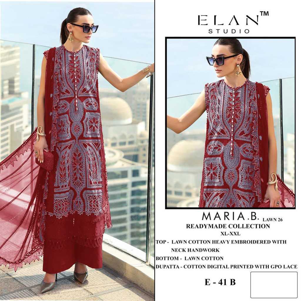 Elan Studio Maria B Lawn Vol 26 E 41 A-D Cotton Readymade Salwar Suit Catalog 4 Pcs (2) Elan Studio Maria B Lawn Vol 26 E 41 A-D Cotton Readymade Salwar Suit Catalog 4 Pcs - Image 3