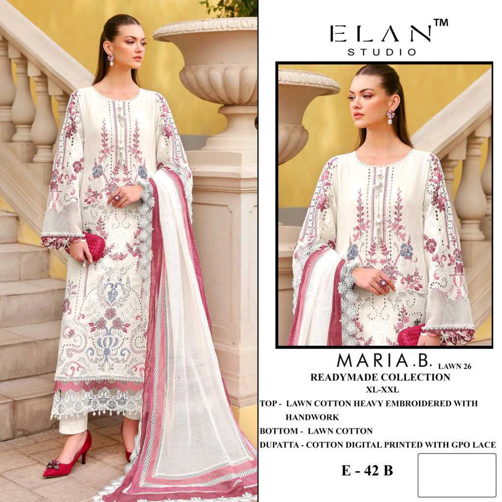 Elan Studio Maria B Lawn Vol 26 E 42 A-D Cotton Readymade Salwar Suit Catalog 4 Pcs (2) Elan Studio Maria B Lawn Vol 26 E 42 A-D Cotton Readymade Salwar Suit Catalog 4 Pcs - Image 3