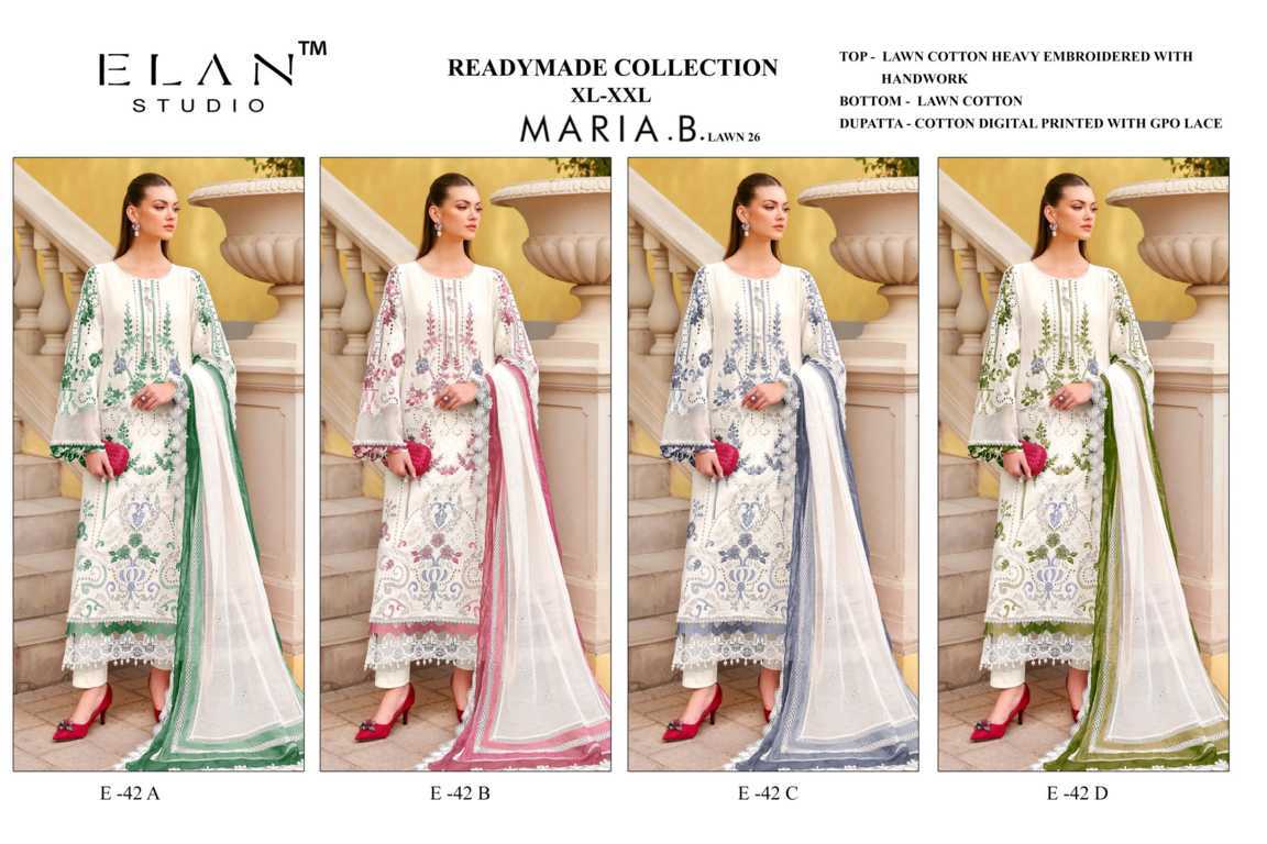 Elan Studio Maria B Lawn Vol 26 E 42 A-D Cotton Readymade Salwar Suit Catalog 4 Pcs (9) Elan Studio Maria B Lawn Vol 26 E 42 A-D Cotton Readymade Salwar Suit Catalog 4 Pcs - Image 10