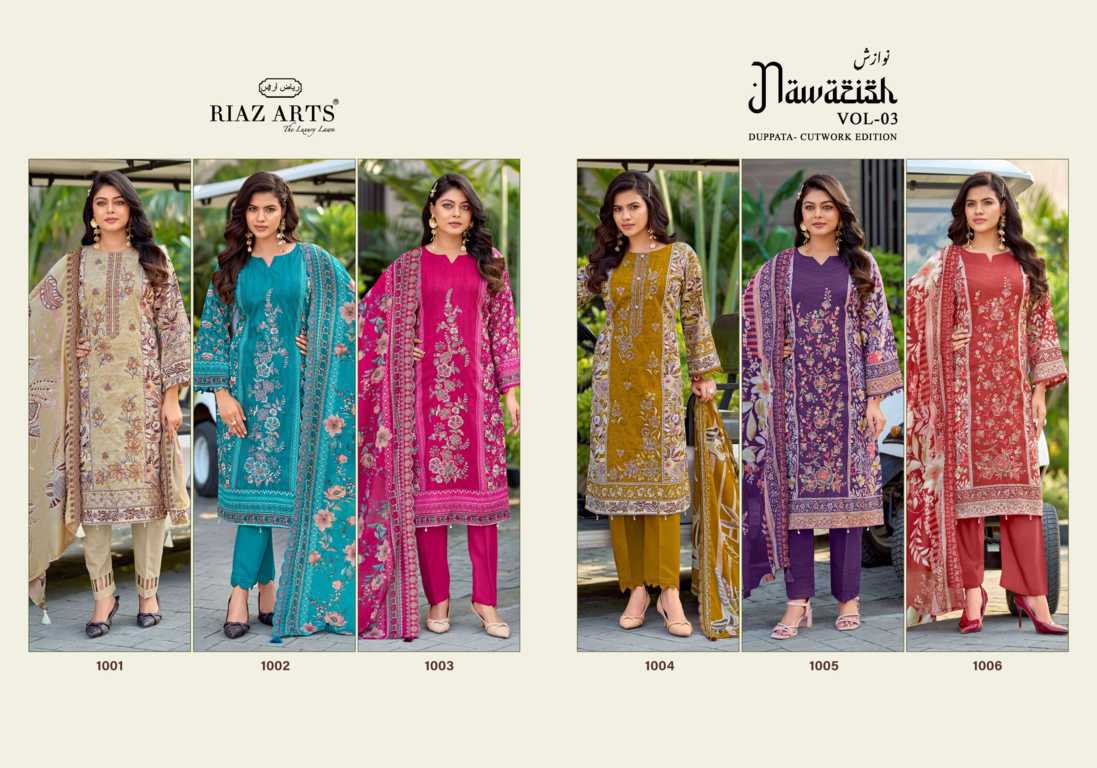 Riaz Arts Nawazish Vol 3 by Mumtaz Arts Cotton Salwar Suit Catalog 6 Pcs (19) Riaz Arts Nawazish Vol 3 by Mumtaz Arts Cotton Salwar Suit Catalog 6 Pcs - Image 20