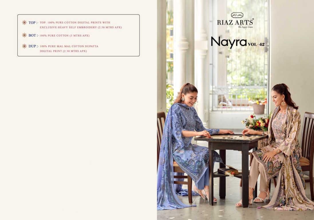 Riaz Arts Nayra Vol 42 by Mumtaz Arts Cotton Salwar Suit Catalog 8 Pcs (14) Riaz Arts Nayra Vol 42 by Mumtaz Arts Cotton Salwar Suit Catalog 8 Pcs - Image 15