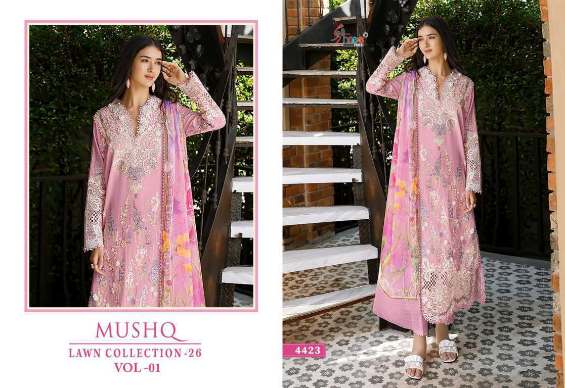 Shree Fabs Mushq Lawn Collection 26 Vol 1 Chiffon Cotton Salwar Suit Catalog 6 Pcs (6) Shree Fabs Mushq Lawn Collection 26 Vol 1 Chiffon Cotton Salwar Suit Catalog 6 Pcs - Image 7