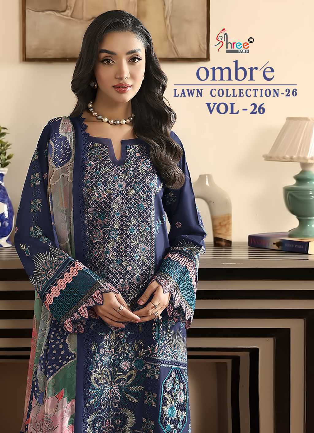 Shree Fabs Ombre Lawn Collection 26 Vol 26 Chiffon Cotton Salwar Suit Catalog 6 Pcs (1) Shree Fabs Ombre Lawn Collection 26 Vol 26 Chiffon Cotton Salwar Suit Catalog 6 Pcs - Image 2