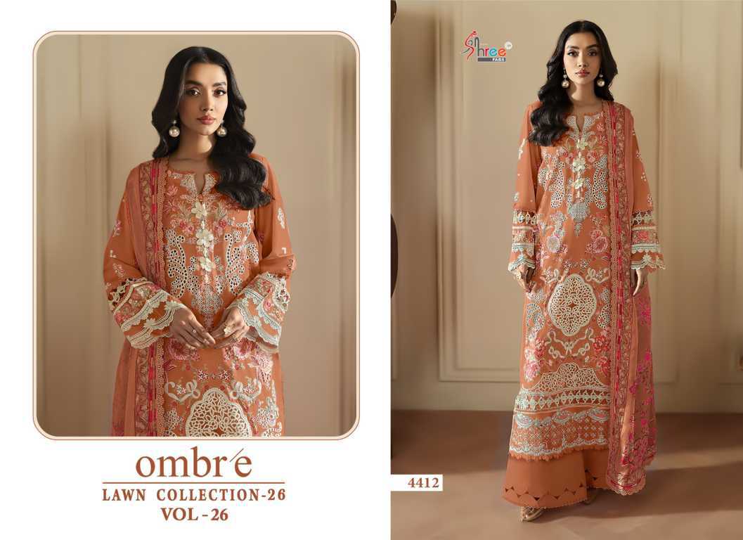 Shree Fabs Ombre Lawn Collection 26 Vol 26 Chiffon Cotton Salwar Suit Catalog 6 Pcs (2) Shree Fabs Ombre Lawn Collection 26 Vol 26 Chiffon Cotton Salwar Suit Catalog 6 Pcs - Image 3