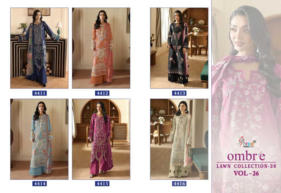Shree Fabs Ombre Lawn Collection 26 Vol 26 Chiffon Cotton Salwar Suit Catalog 6 Pcs (8) Shree Fabs Ombre Lawn Collection 26 Vol 26 Chiffon Cotton Salwar Suit Catalog 6 Pcs - Image 9