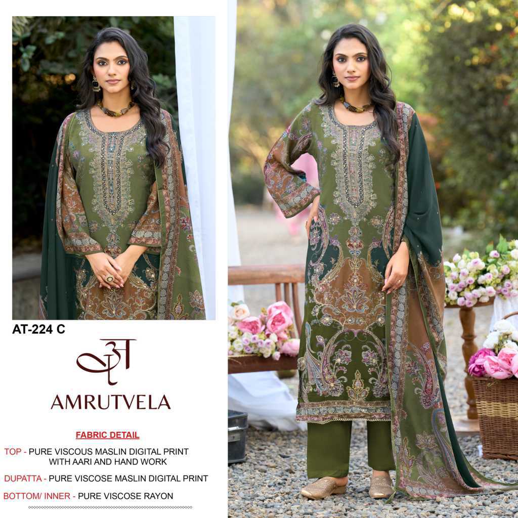 Amrutvela AT 224 A-D Viscose Salwar Suit Catalog 4 Pcs (2) Amrutvela AT 224 A-D Viscose Salwar Suit Catalog 4 Pcs - Image 3