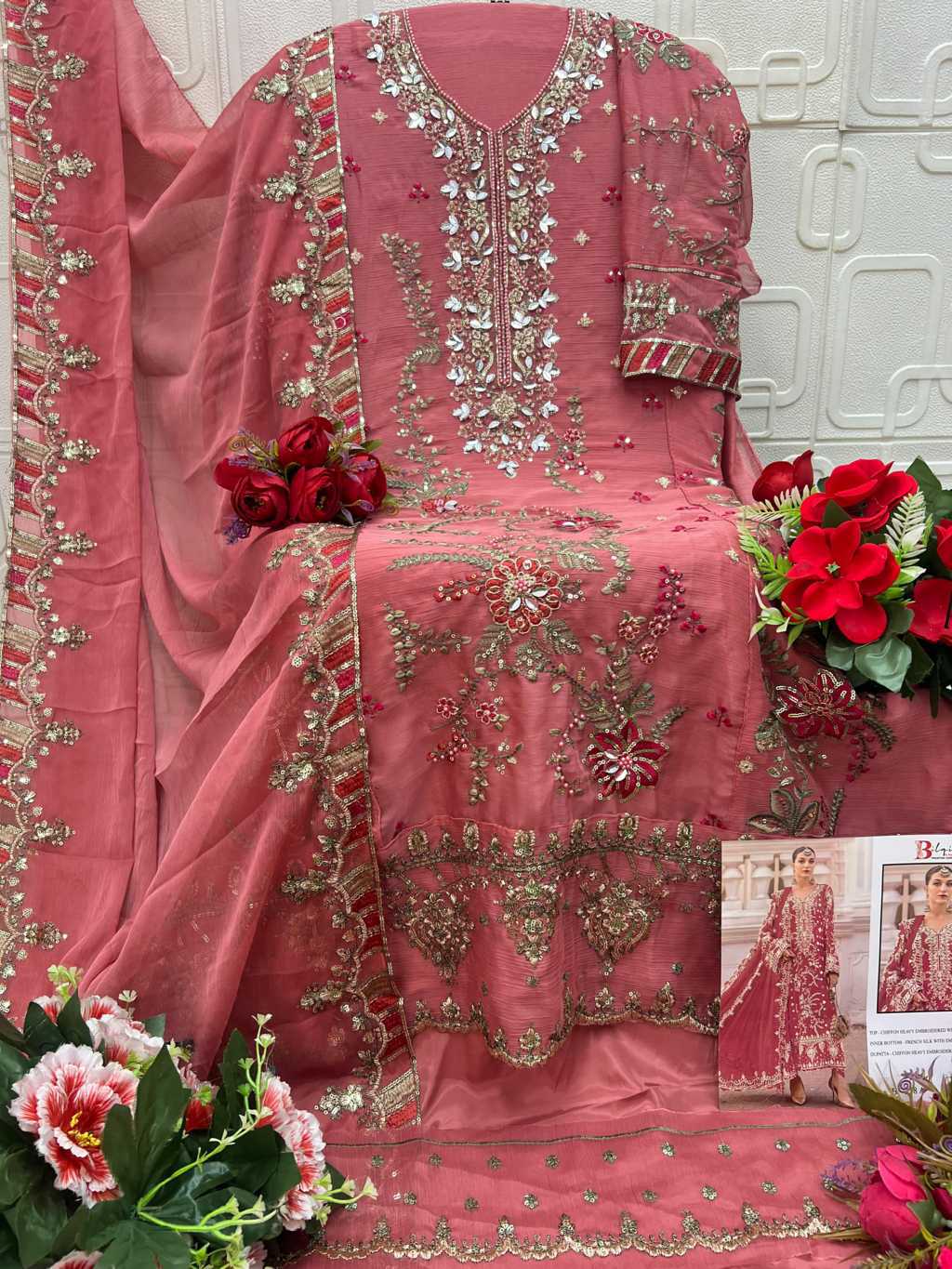 Bilqis B 258 A-D Chiffon Salwar Suit Catalog 4 Pcs (5) Bilqis B 258 A-D Chiffon Salwar Suit Catalog 4 Pcs - Image 6
