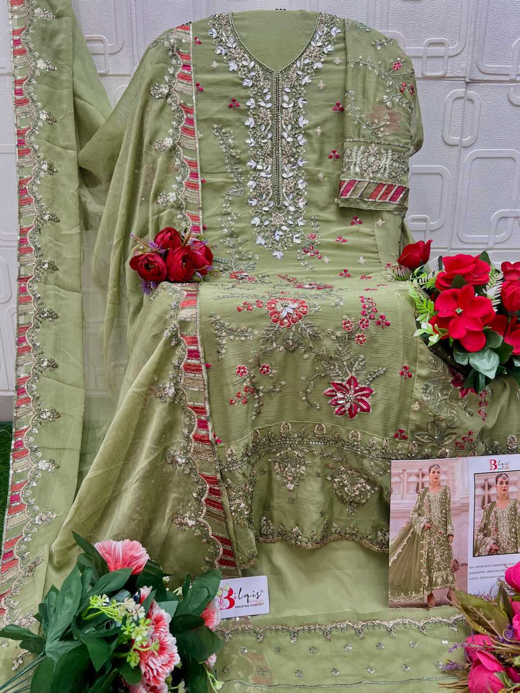 Bilqis B 258 A-D Chiffon Salwar Suit Catalog 4 Pcs (6) Bilqis B 258 A-D Chiffon Salwar Suit Catalog 4 Pcs - Image 7