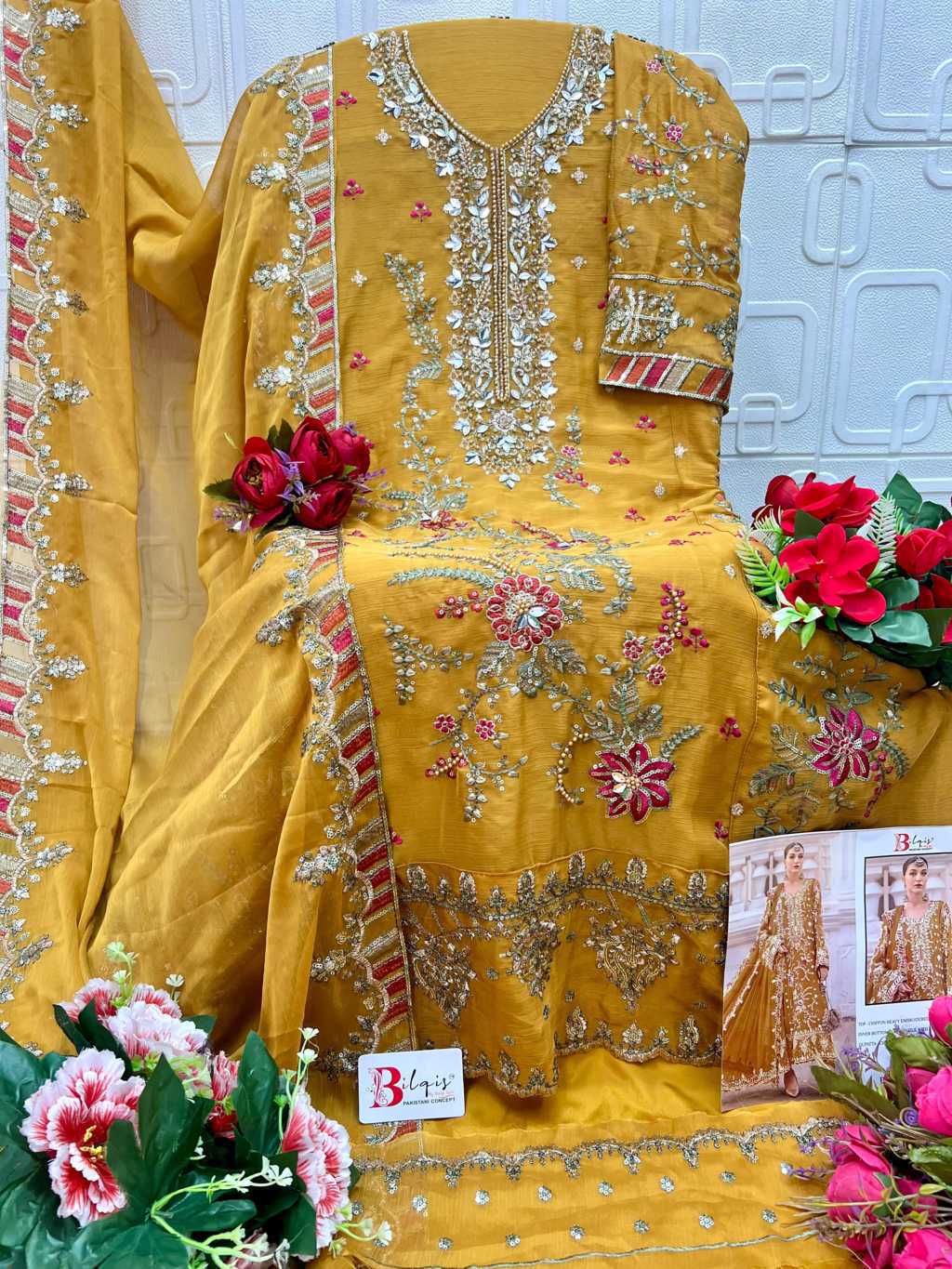 Bilqis B 258 A-D Chiffon Salwar Suit Catalog 4 Pcs (7) Bilqis B 258 A-D Chiffon Salwar Suit Catalog 4 Pcs - Image 8