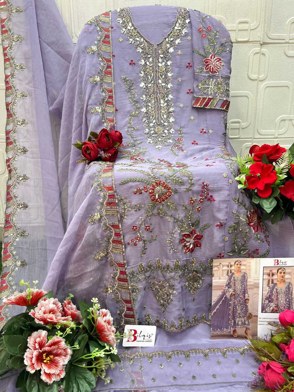 Bilqis B 258 A-D Chiffon Salwar Suit Catalog 4 Pcs (8) Bilqis B 258 A-D Chiffon Salwar Suit Catalog 4 Pcs - Image 9