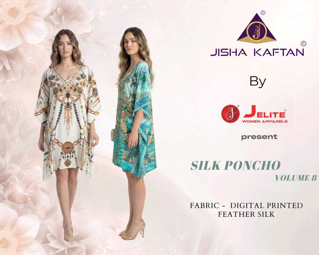 Jelite Silk Poncho Kaftan Vol 8 Kurti Catalog 8 Pcs (1) Jelite Silk Poncho Kaftan Vol 8 Kurti Catalog 8 Pcs - Image 2