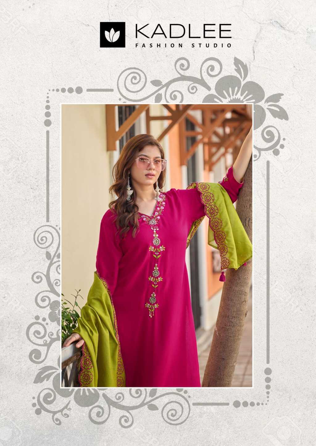 Kadlee Sangini Rayon Kurti with Dupatta Bottom Catalog 6 Pcs (10) Kadlee Sangini Rayon Kurti with Dupatta Bottom Catalog 6 Pcs - Image 11